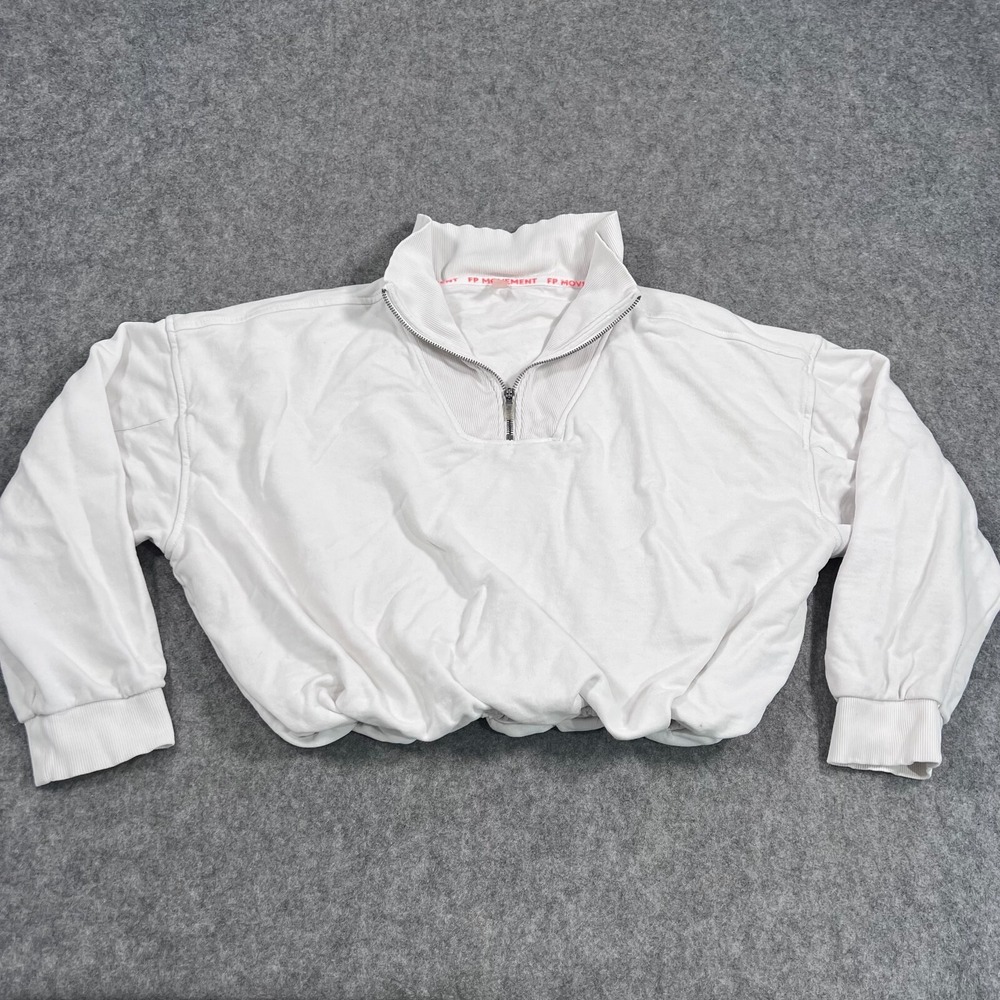 Free People White Quarter-Zip Sweatshirt